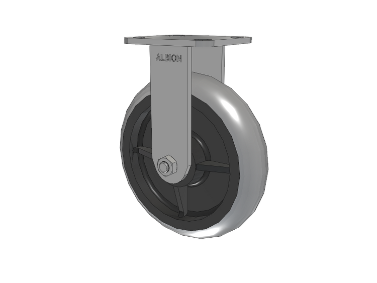 28 Series Maintenance Free Top Plate Rigid Caster with 8 x 2 Grey Tread on Grey Core XP - X-treme Plus Solid Polyurethane Wheel