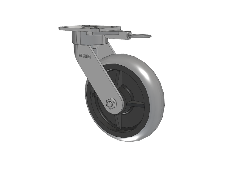 28 Series Maintenance Free Top Plate Swivel Caster with 8 x 2 Grey Tread on Grey Core XP - X-treme Plus Solid Polyurethane Wheel