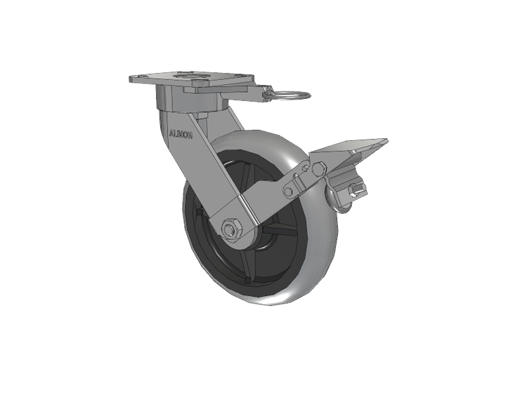 28 Series Maintenance Free Top Plate Swivel Caster with 8 x 2 Grey Tread on Grey Core XP - X-treme Plus Solid Polyurethane Wheel and Face Brake