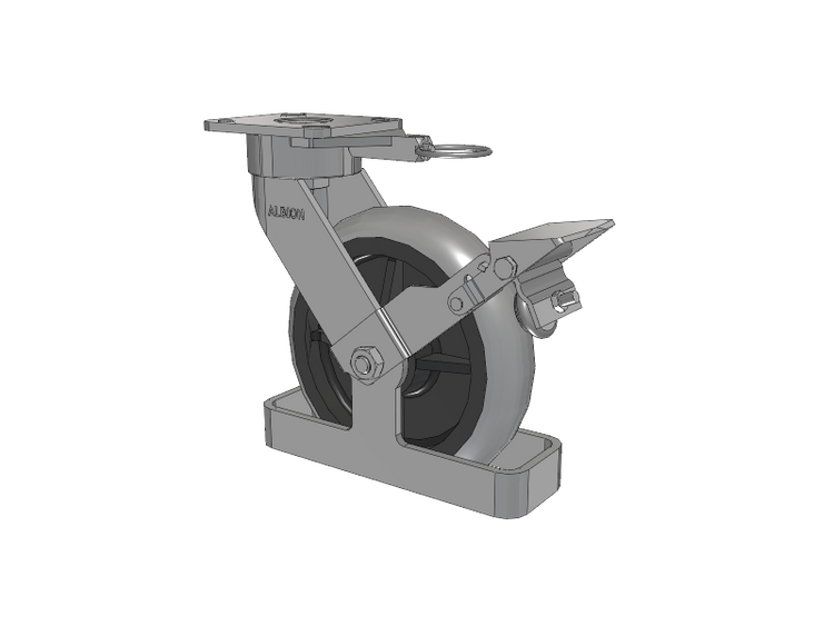 28 Series Maintenance Free Top Plate Swivel Caster with 8 x 2 Grey Tread on Grey Core XP - X-treme Plus Solid Polyurethane Wheel and Face Brake