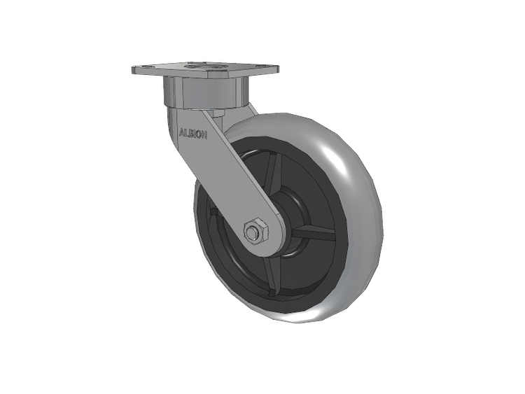 28 Series Maintenance Free Top Plate Swivel Caster with 8 x 2 Grey Tread on Grey Core XP - X-treme Plus Solid Polyurethane Wheel