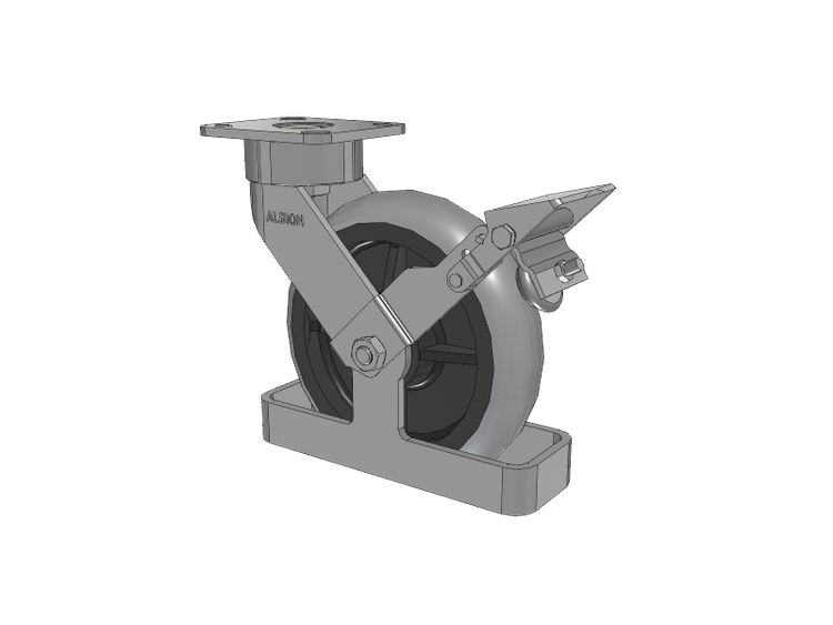 28 Series Maintenance Free Top Plate Swivel Caster with 8 x 2 Grey Tread on Grey Core XP - X-treme Plus Solid Polyurethane Wheel and Face Brake