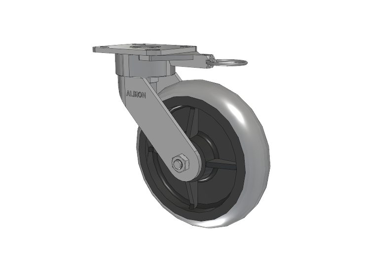 28 Series Maintenance Free Top Plate Swivel Caster with 8 x 2 Grey Tread on Grey Core XP - X-treme Plus Solid Polyurethane Wheel