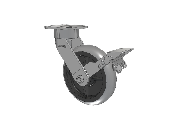 28 Series Maintenance Free Top Plate Swivel Caster with 8 x 2 Grey Tread on Grey Core XP - X-treme Plus Solid Polyurethane Wheel and Face Brake