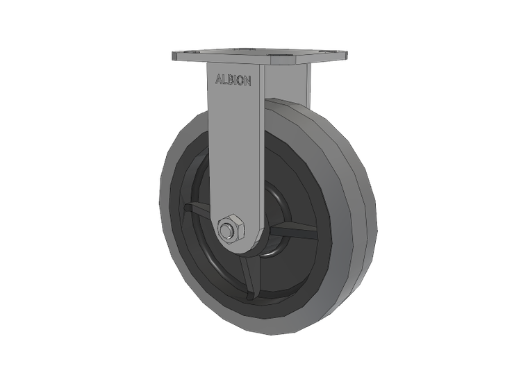 28 Series Maintenance Free Top Plate Rigid Caster with 8 x 2 Grey Tread on Grey Core XS - Performa X-tra Soft Rubber (Flat) - Prevenz Antimicrobial Wheel