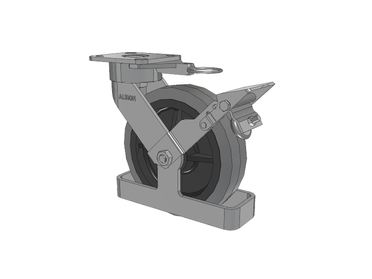 28 Series Maintenance Free Top Plate Swivel Caster with 8 x 2 Grey Tread on Grey Core XS - Performa X-tra Soft Rubber (Flat) - Prevenz Antimicrobial Wheel and Face Brake