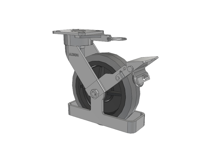 28 Series Maintenance Free Top Plate Swivel Caster with 8 x 2 Grey Tread on Grey Core XS - Performa X-tra Soft Rubber (Flat) - Prevenz Antimicrobial Wheel and Face Brake