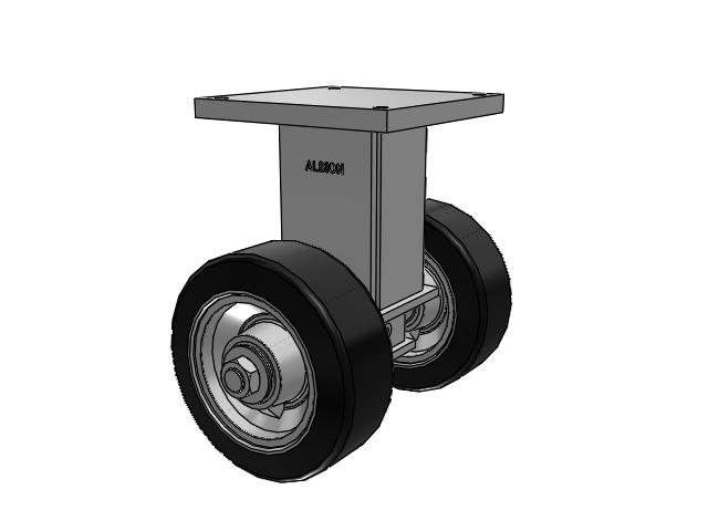 298 Series Top Plate Rigid Caster with 12 Black tread with grey enamel core OA - Rubber Press-On Wheel