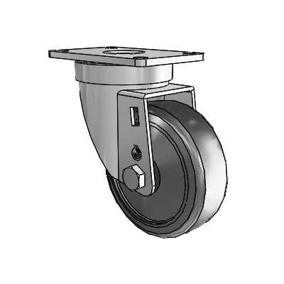 30 Series Top Plate Zinc Swivel Caster with 3.5 x 1.25 Cushion Rubber Wheel