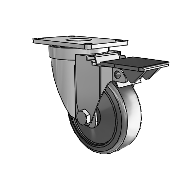 30 Series Top Plate Zinc Swivel Caster with 3.5 x 1.25 Cushion Rubber Wheel and PosiLoc Brake