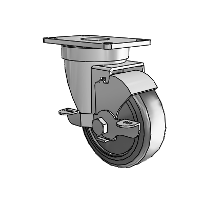 30 Series Top Plate Zinc Swivel Caster with 3.5 x 1.25 Hard Rubber Wheel and VertiLoc Brake