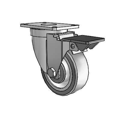 30 Series Top Plate Zinc Swivel Caster with 3.5 x 1.25 Advantage TPR (Flat) Wheel and PosiLoc Brake
