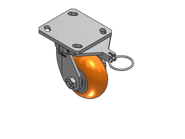 110 Series Kingpinless Top Plate Swivel Caster with 4 x 2 Orange Tread on Aluminum Core AN - Round Polyurethane (Aluminum Core) Wheel