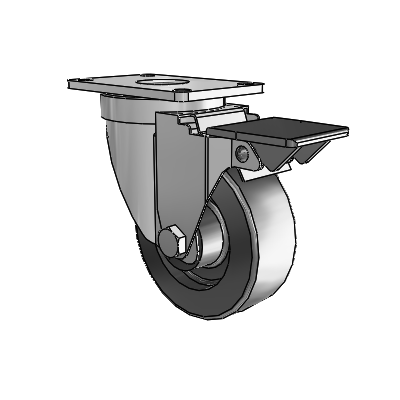 30 Series Top Plate Zinc Swivel Caster with 3.5 x 1.25 Hi-Temp Resin Wheel and PosiLoc Brake