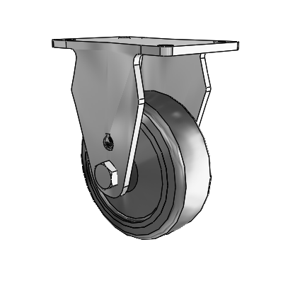 30 Series Top Plate Zinc Rigid Caster with 3.5 x 1.25 Hard Rubber Wheel