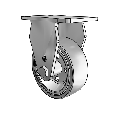 30 Series Top Plate Zinc Rigid Caster with 3.5 x 1.25 Welded Disc Rubber (Grey) Wheel
