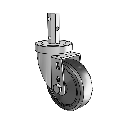 30 Series Octagon Stem Zinc Swivel Caster with 3.5 x 1.25 Cushion Rubber Wheel