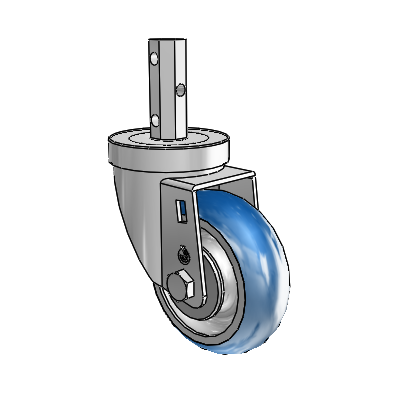 30 Series Octagon Stem Zinc Swivel Caster with 3.5 x 1.25 PolyLoc (Blue) Wheel