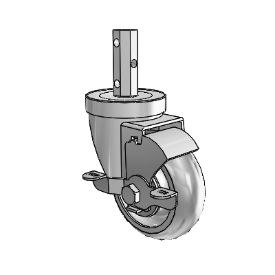 30 Series Octagon Stem Zinc Swivel Caster with 3.5 x 1.25 Advantage TPR (Round) Wheel and VertiLoc Brake