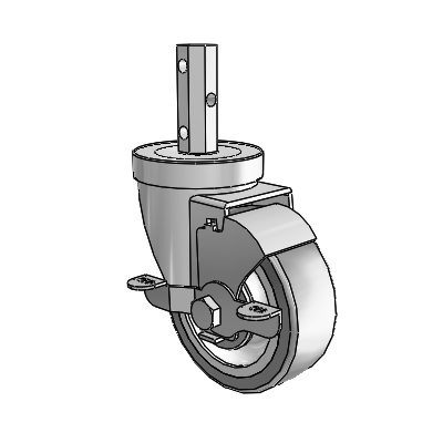 30 Series Octagon Stem Zinc Swivel Caster with 3.5 x 1.25 Advantage TPR (Flat) Wheel and VertiLoc Brake
