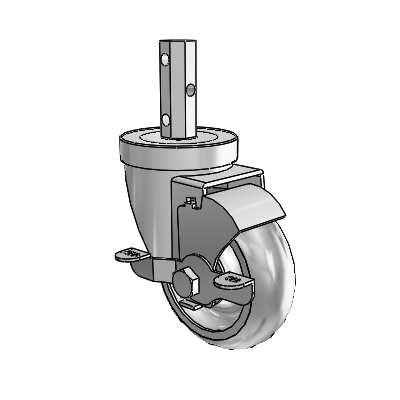 30 Series Octagon Stem Zinc Swivel Caster with 3.5 x 1.25 PolyLock (Grey) Wheel and VertiLoc Brake