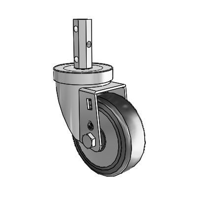 30 Series Octagon Stem Zinc Swivel Caster with 3.5 x 1.25 Cushion Rubber (+ Side Plates) Wheel