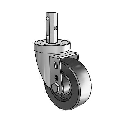 30 Series Octagon Stem Zinc Swivel Caster with 3.5 x 1.25 Hi-Temp Resin Wheel