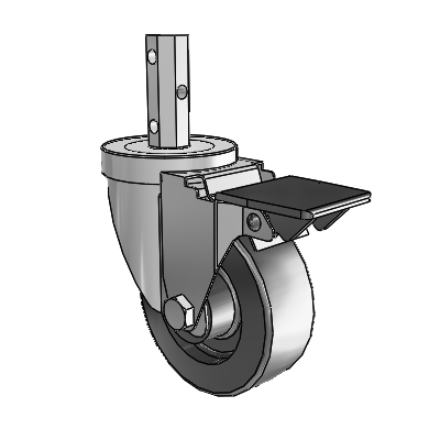 30 Series Octagon Stem Zinc Swivel Caster with 3.5 x 1.25 Hi-Temp Resin Wheel and PosiLoc Brake