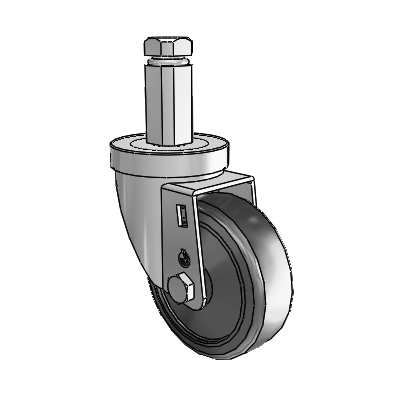 30 Series Square Stem Zinc Swivel Caster with 3.5 x 1.25 Cushion Rubber Wheel