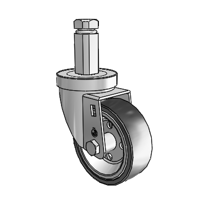 30 Series Square Stem Zinc Swivel Caster with 3.5 x 1.25 Welded Disc Rubber (Black) Wheel