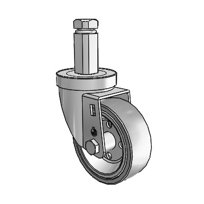 30 Series Square Stem Zinc Swivel Caster with 3.5 x 1.25 Welded Disc Rubber (Grey) Wheel