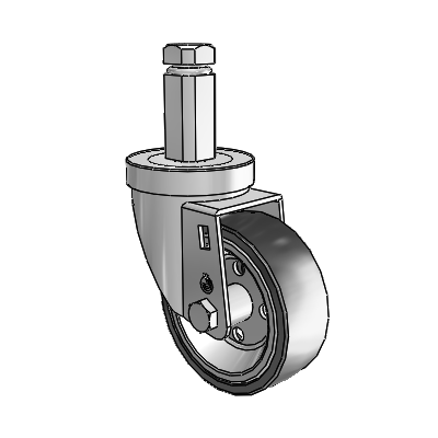30 Series Square Stem Zinc Swivel Caster with 3.5 x 1.25 Welded Disc Polyurethane Wheel