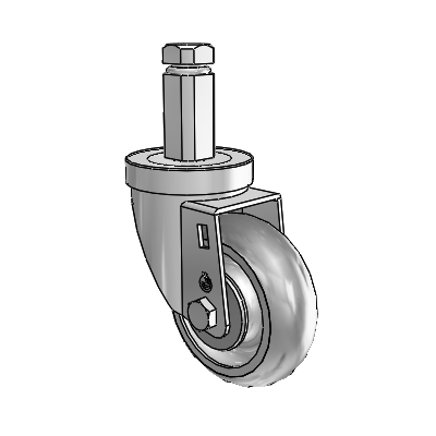 30 Series Square Stem Zinc Swivel Caster with 3.5 x 1.25 PolyLock (Grey) Wheel
