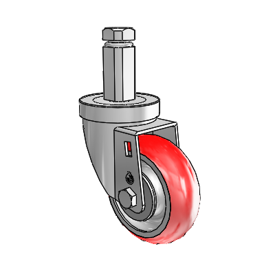 30 Series Square Stem Zinc Swivel Caster with 3.5 x 1.25 Advantage Heat (Round) Wheel