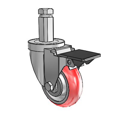 30 Series Square Stem Zinc Swivel Caster with 3.5 x 1.25 Advantage Heat (Round) Wheel and PosiLoc Brake