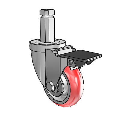 30 Series Square Stem Zinc Swivel Caster with 3.5 x 1.25 Advantage Heat (Round) Wheel and PosiLoc Brake