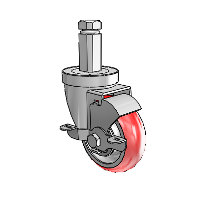 30 Series Square Stem Zinc Swivel Caster with 3.5 x 1.25 Advantage Heat (Round) Wheel and VertiLoc Brake