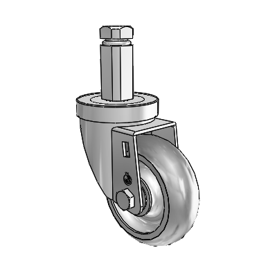 30 Series Square Stem Zinc Swivel Caster with 3.5 x 1.25 PolyLock (Grey) Wheel