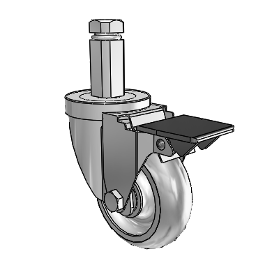 30 Series Square Stem Zinc Swivel Caster with 3.5 x 1.25 Advantage TPR (Round) Wheel and PosiLoc Brake