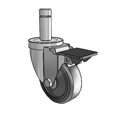 30 Series Grip Ring Zinc Swivel Caster with 3.5 x 1.25 Hard Rubber Wheel and PosiLoc Brake