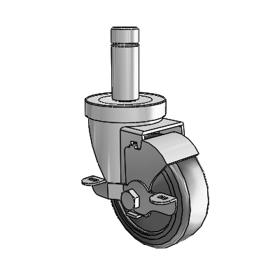 30 Series Grip Ring Zinc Swivel Caster with 3.5 x 1.25 Hard Rubber Wheel and VertiLoc Brake