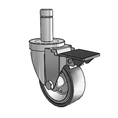 30 Series Grip Ring Zinc Swivel Caster with 3.5 x 1.25 Welded Disc Rubber (Black) Wheel and PosiLoc Brake