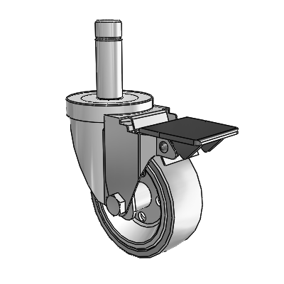 30 Series Grip Ring Zinc Swivel Caster with 3.5 x 1.25 Welded Disc Rubber (Grey) Wheel and PosiLoc Brake