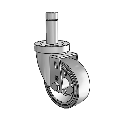 30 Series Grip Ring Zinc Swivel Caster with 3.5 x 1.25 Welded Disc Rubber (Grey) Wheel