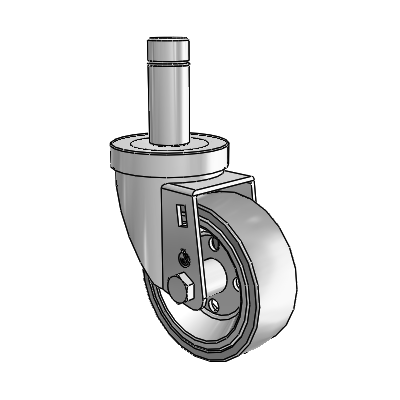 30 Series Grip Ring Zinc Swivel Caster with 3.5 x 1.25 Welded Disc Rubber (Grey) Wheel