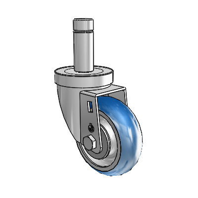 30 Series Grip Ring Zinc Swivel Caster with 3.5 x 1.25 PolyLoc (Blue) Wheel