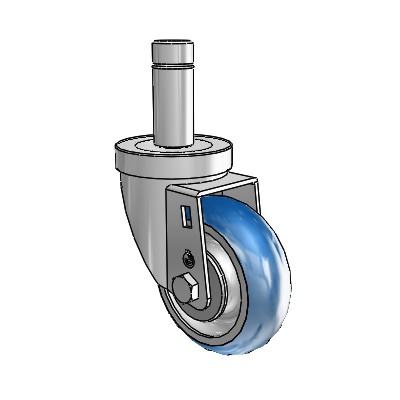 30 Series Grip Ring Zinc Swivel Caster with 3.5 x 1.25 PolyLoc (Blue) Wheel