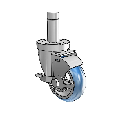 30 Series Grip Ring Zinc Swivel Caster with 3.5 x 1.25 PolyLoc (Blue) Wheel and VertiLoc Brake