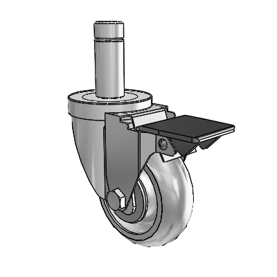 30 Series Grip Ring Zinc Swivel Caster with 3.5 x 1.25 Advantage TPR (Round) Wheel and PosiLoc Brake