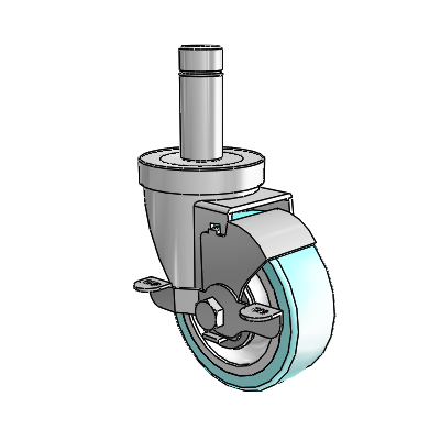 30 Series Grip Ring Zinc Swivel Caster with 3.5 x 1.25 Advantage Health Wheel and VertiLoc Brake